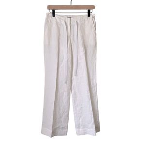 Talbots Signature Style White Linen Wide Leg Pants 4P